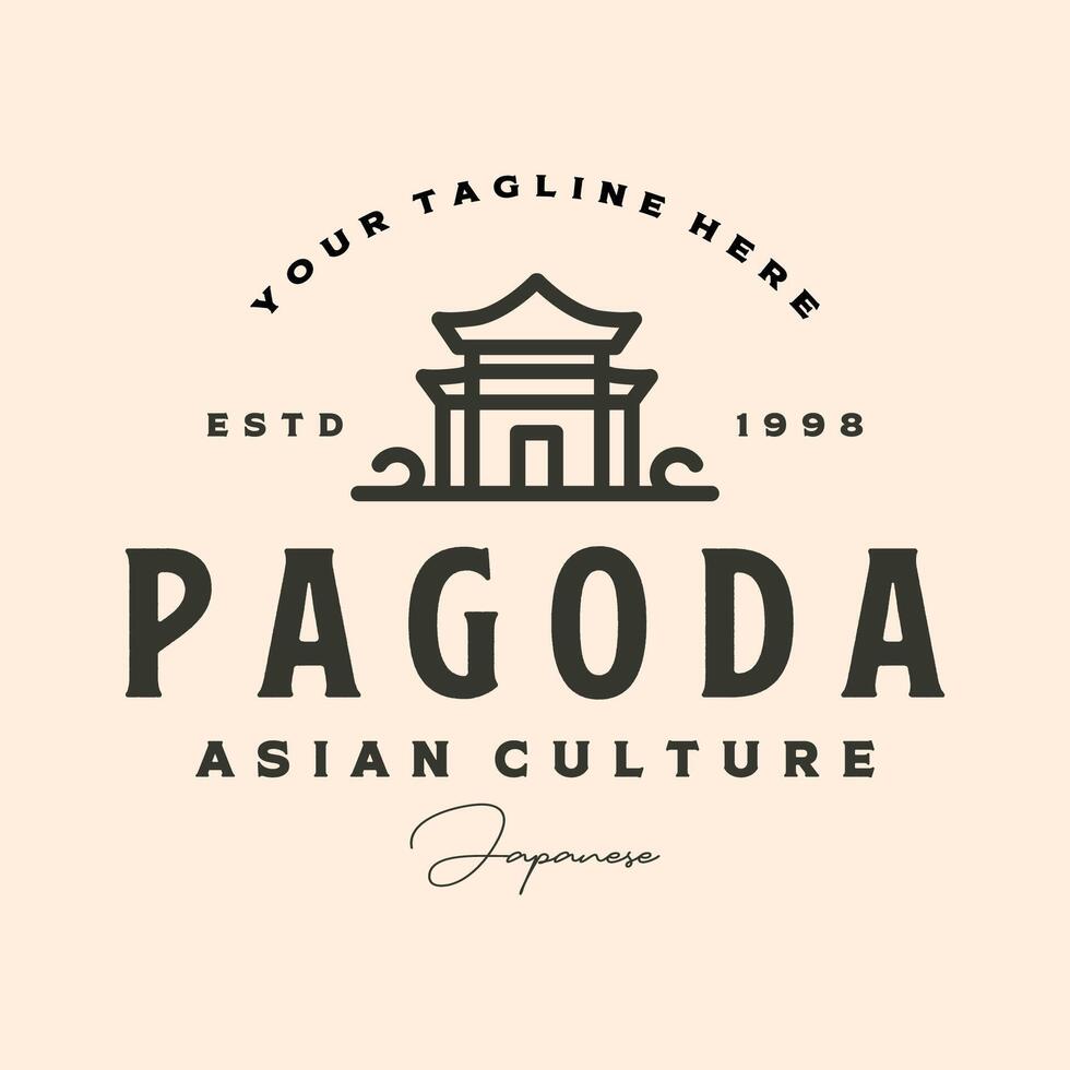 pagoda asian culture line art symbol illustration design vector