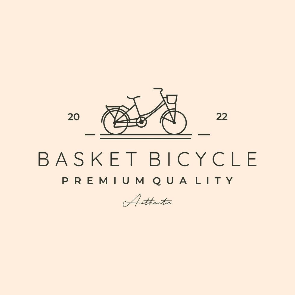 basket bicycle line art logo symbol illustration design vector