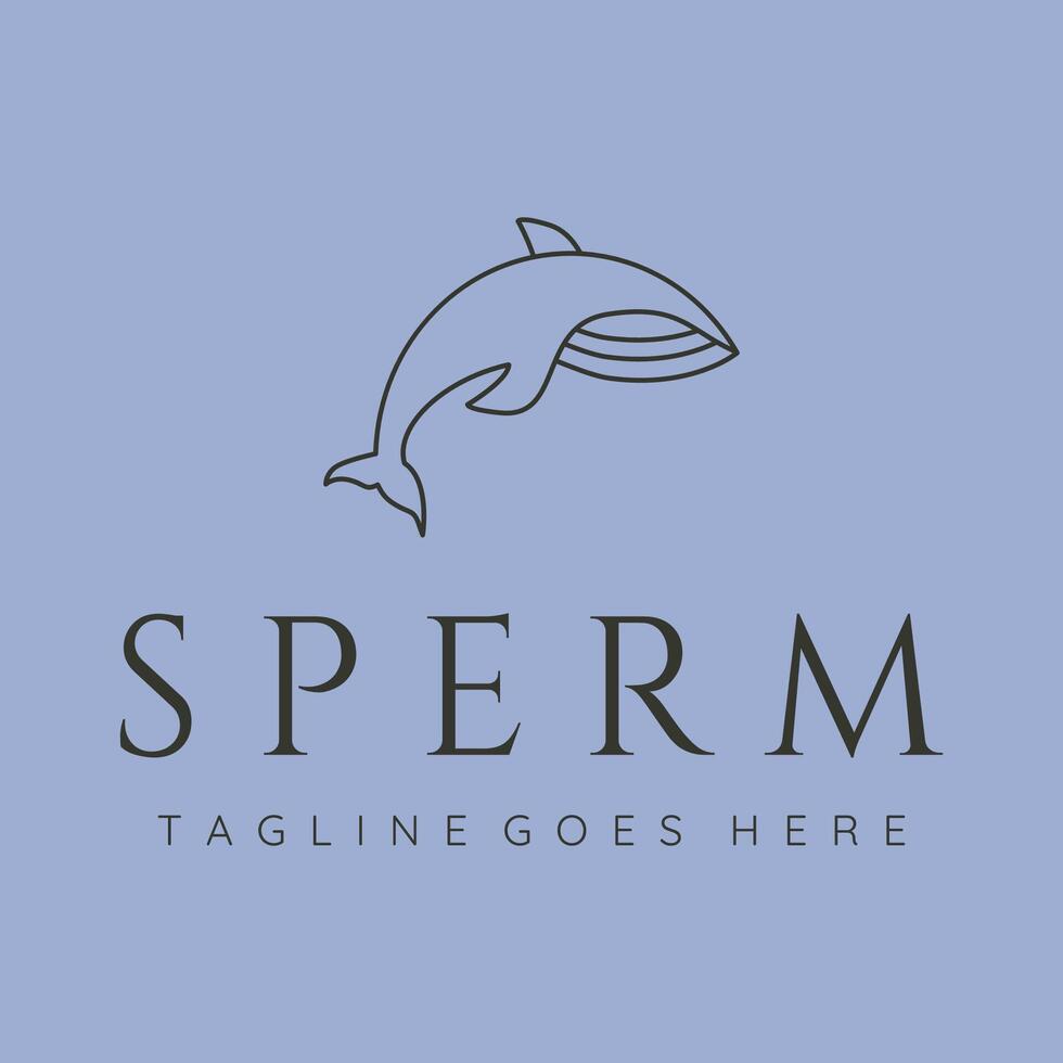 sperm whale line art logo symbol illustration design vector