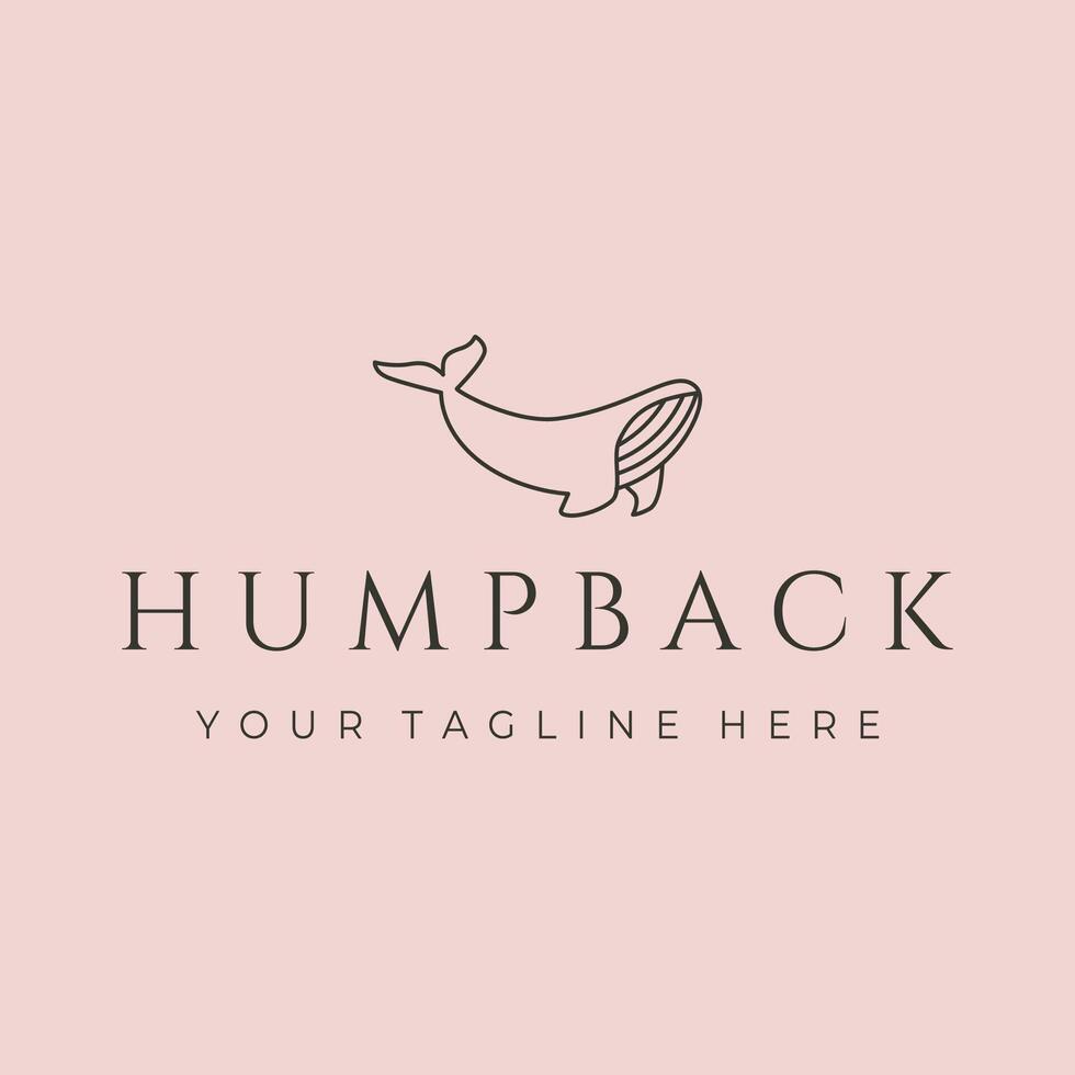 humpback line art logo symbol illustration design vector
