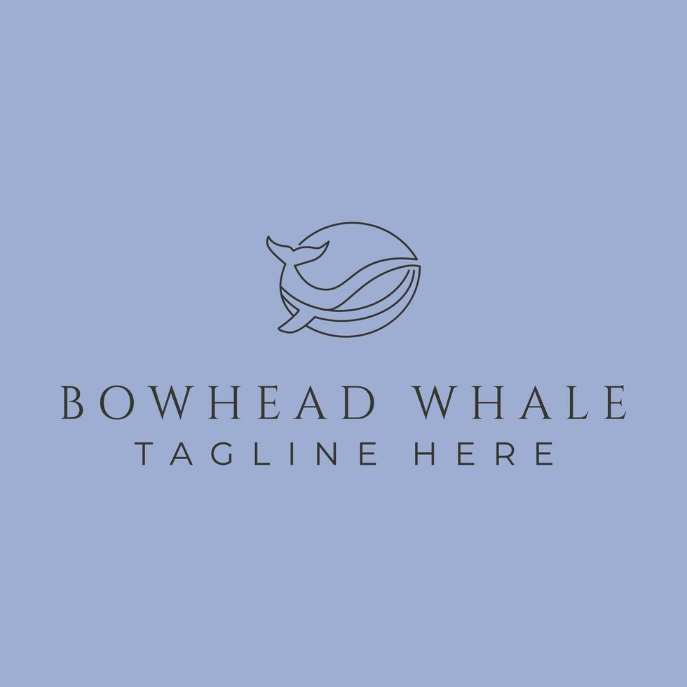 bowhead whale line art logo symbol illustration design vector