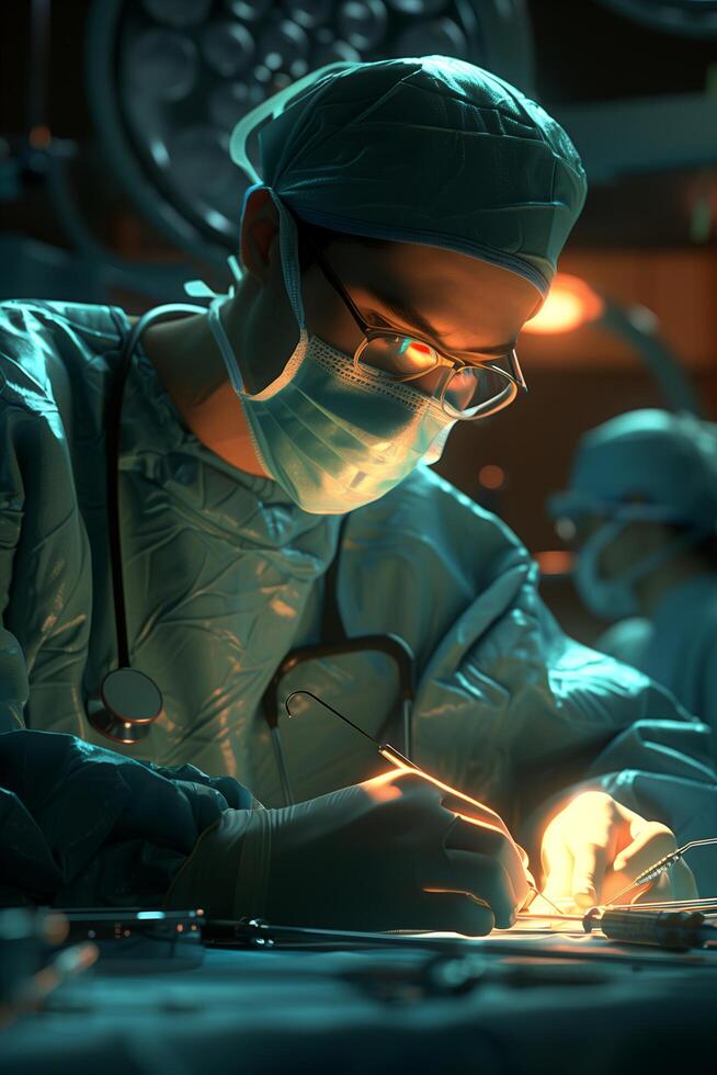 A surgeon is working on a patient in an operating room photo