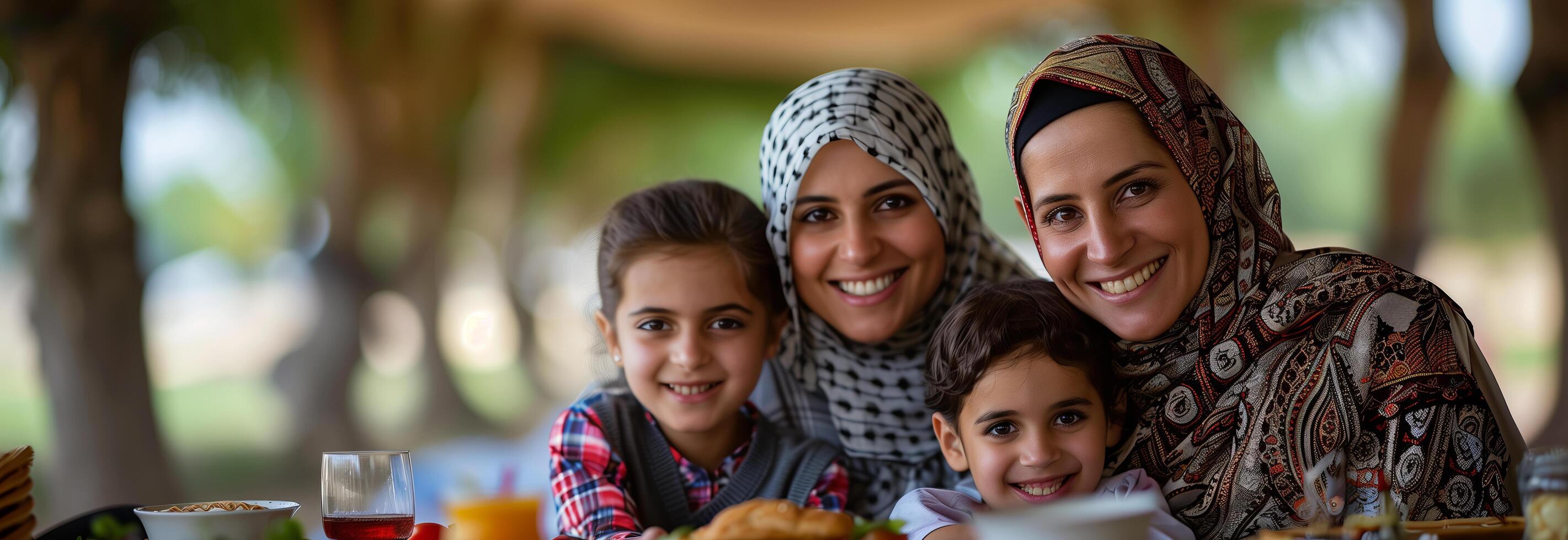 A family of muslim women and children photo