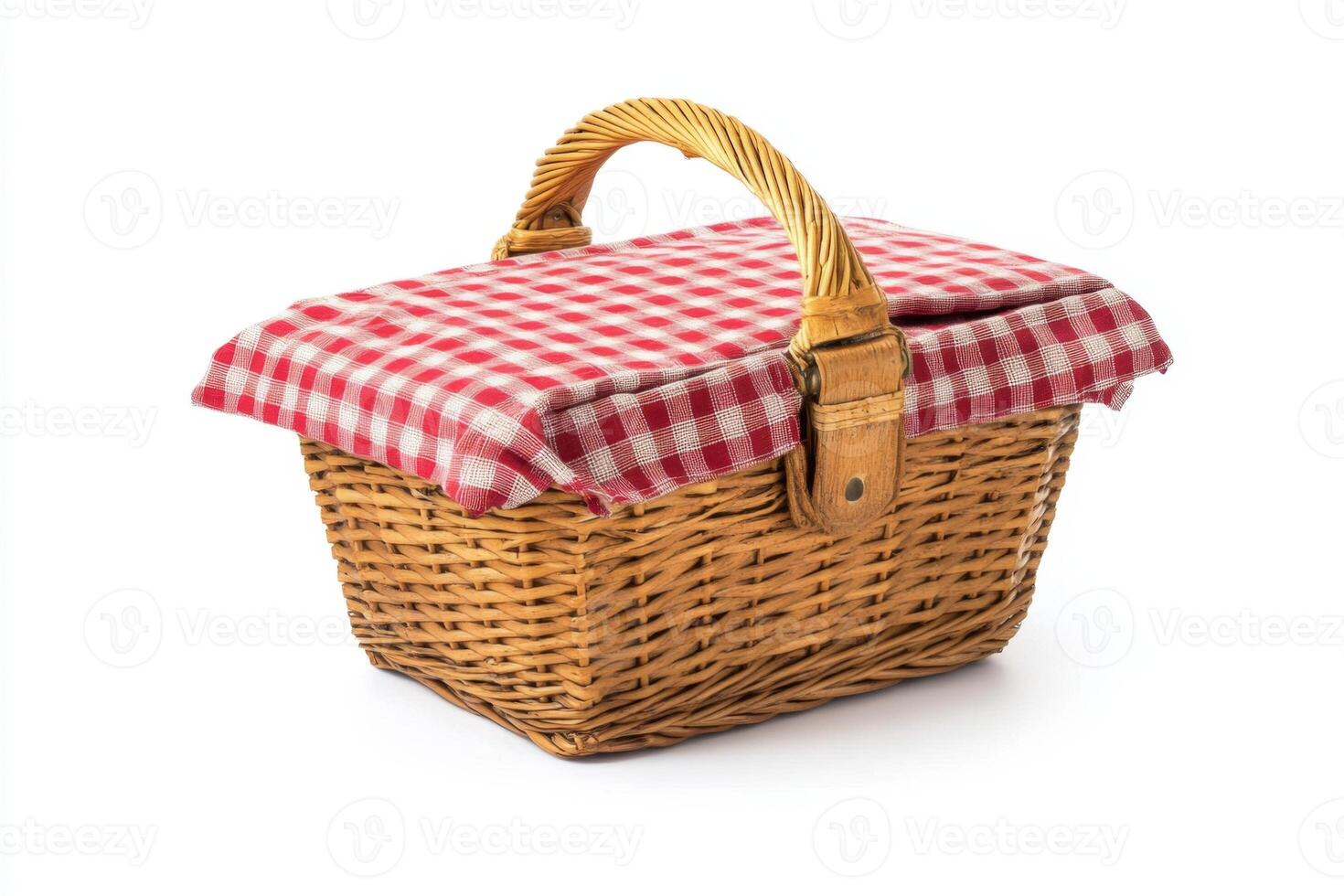 Charming Red Checkered Picnic Basket photo