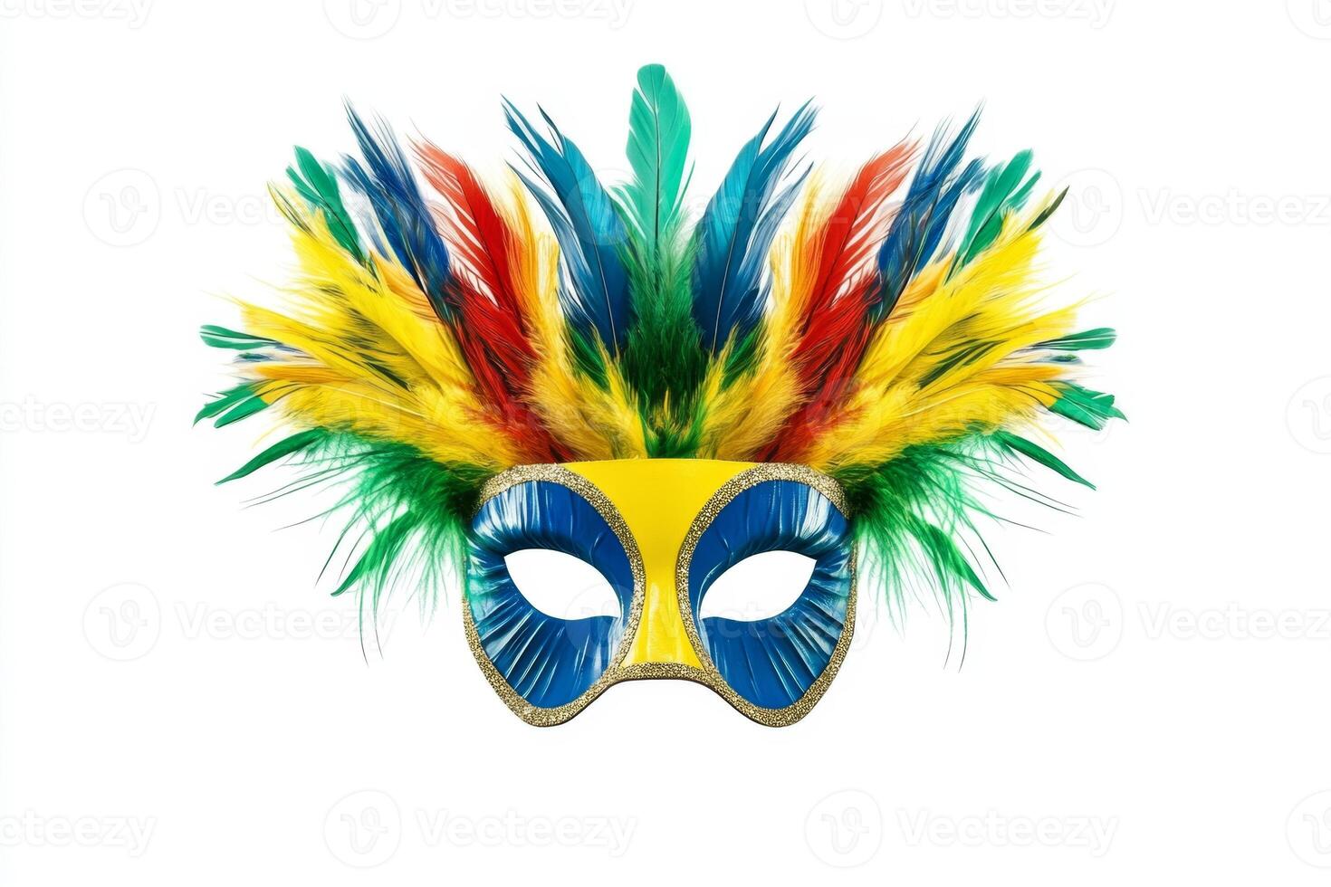 Vibrant Carnival Mask with Colorful Feathers photo