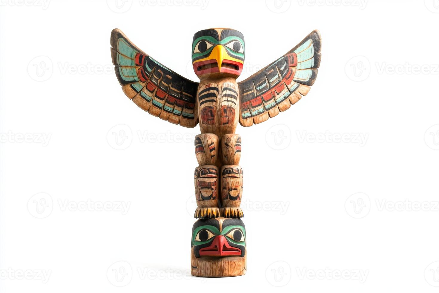 Intricate Totem Pole. A Masterpiece of Native Art photo