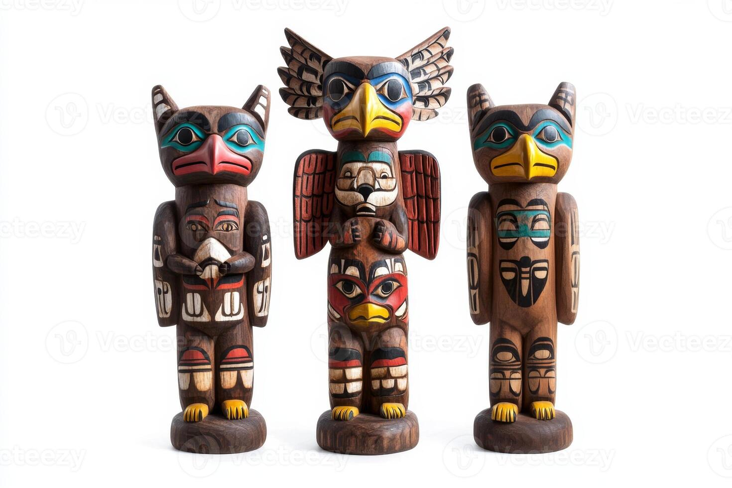 Three Totem Poles. A Showcase of Native American Art photo