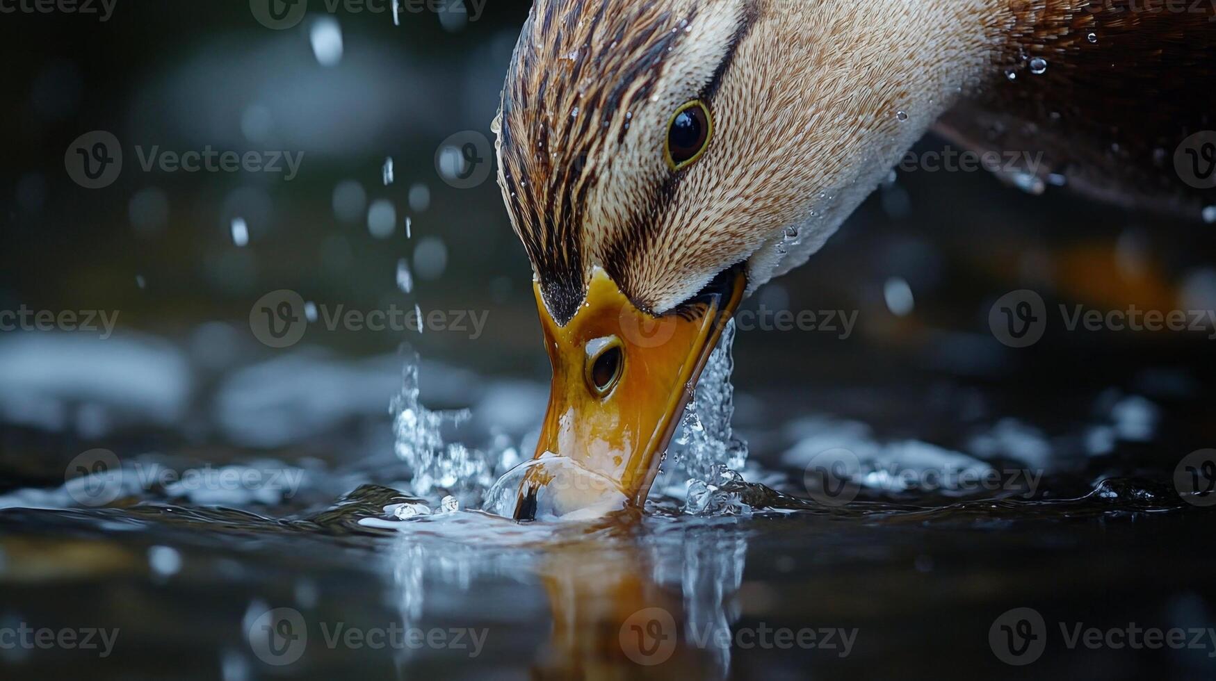 A Majestic Mallard Drinks Water photo