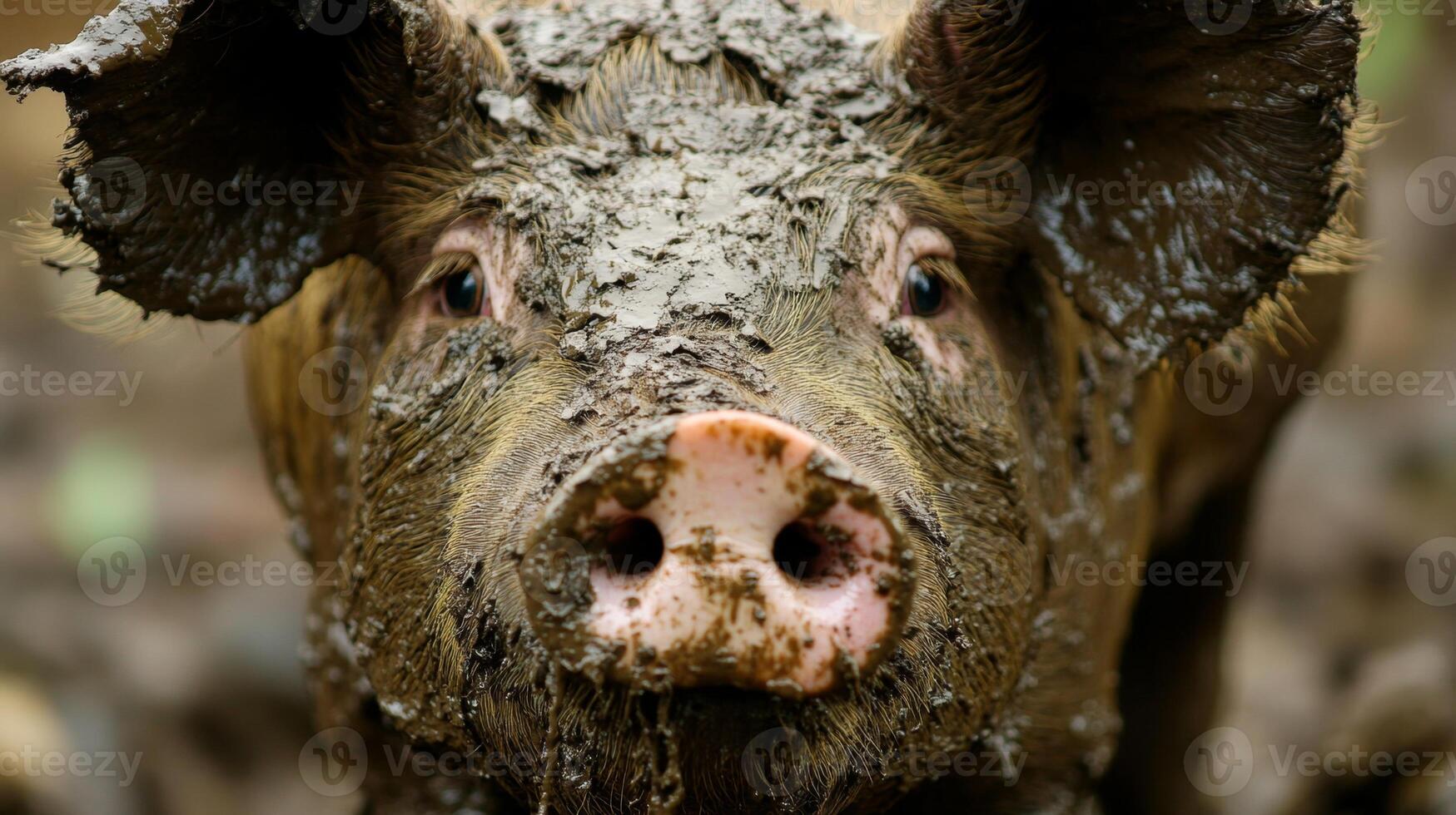 Muddy Pig Close-up Portrait photo