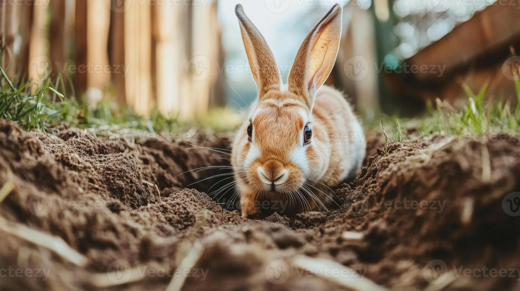 Adorable Brown Rabbit in the Garden photo