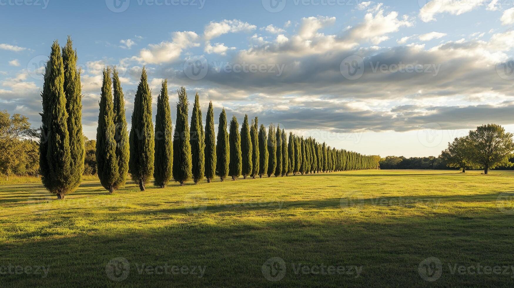 Serene Countryside Landscape with Row of Trees photo