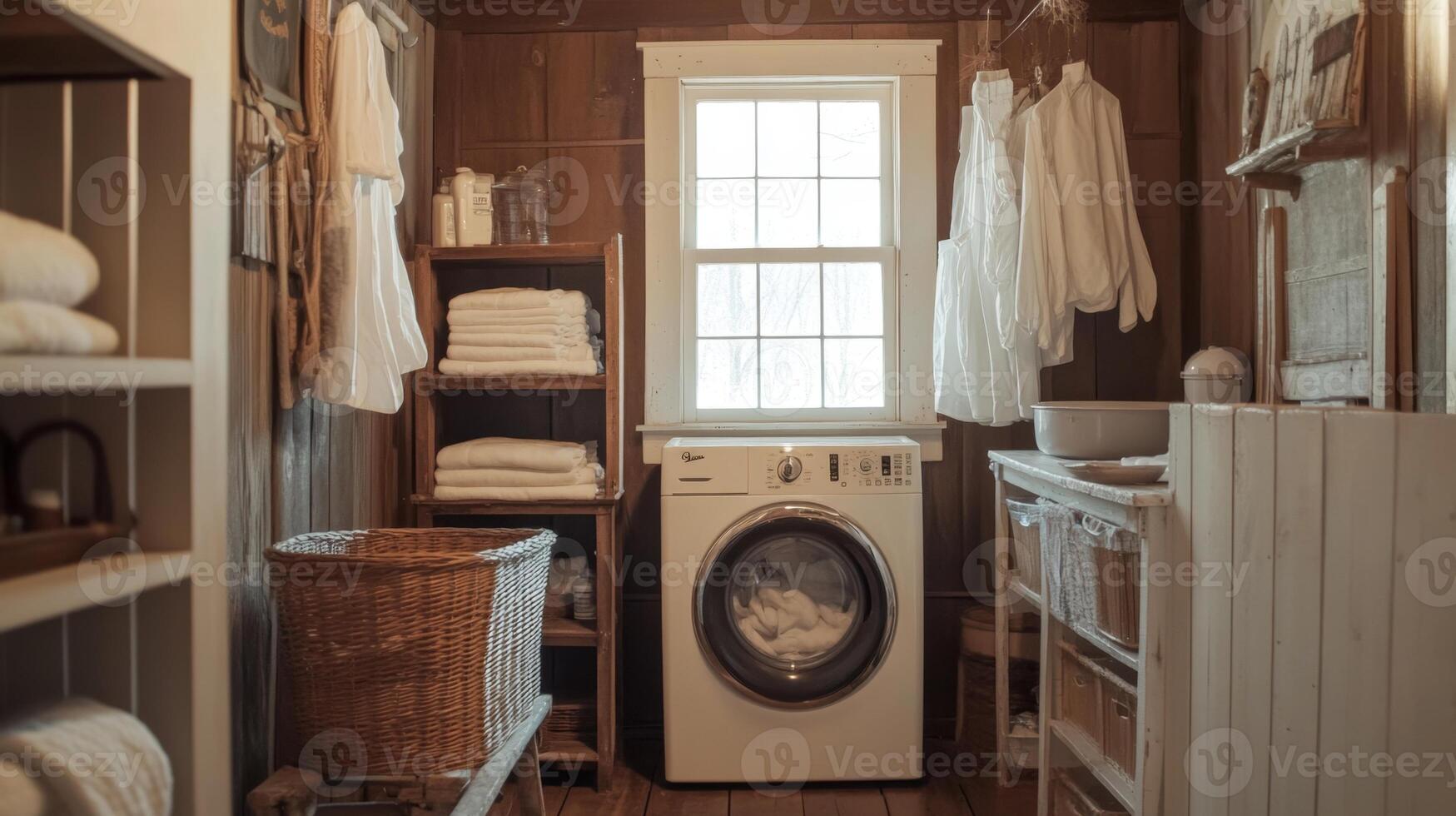 Charming Vintage Laundry Room with Wooden Accents photo