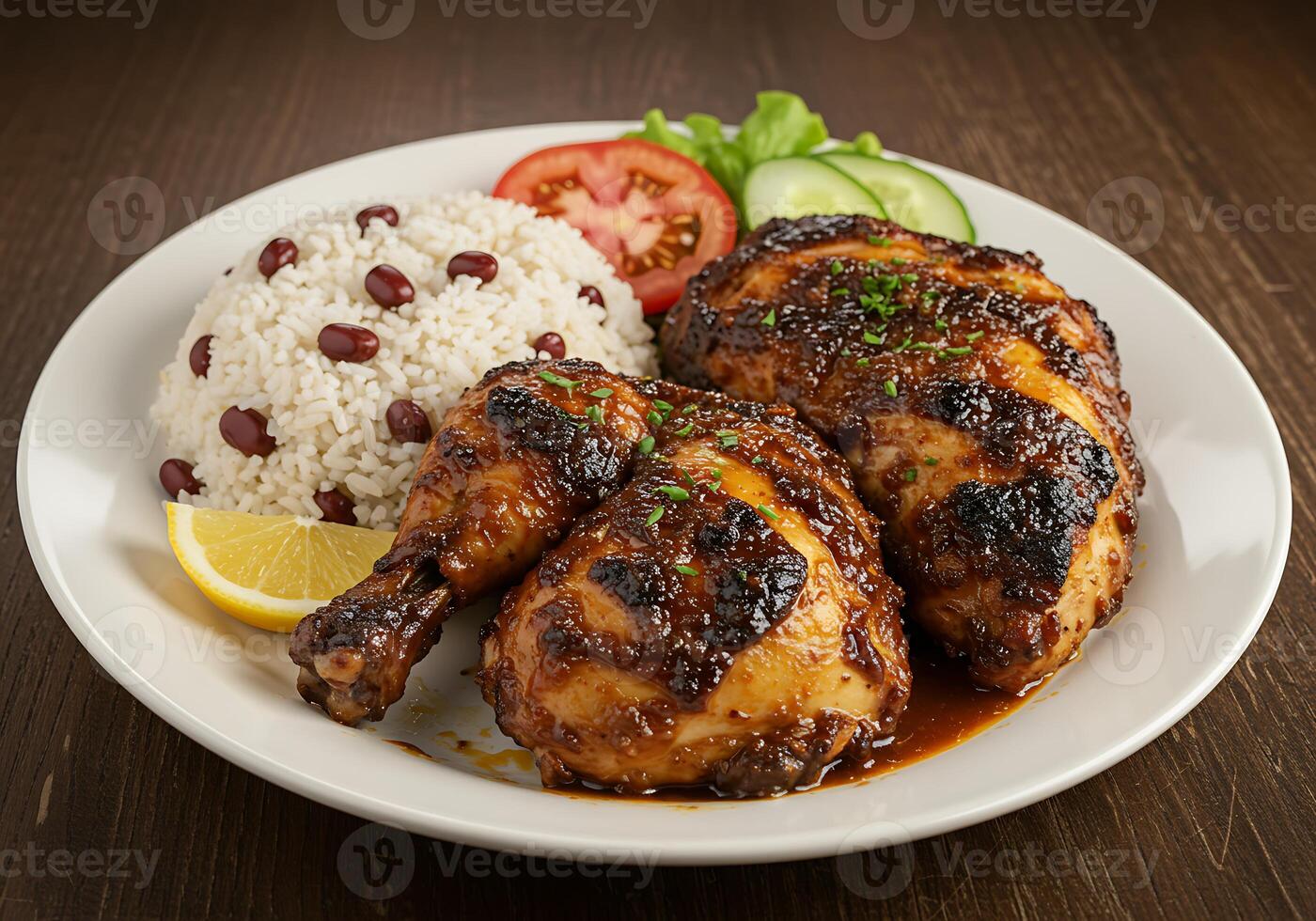 Delicious Jerk Chicken with Rice and Beans Recipe photo