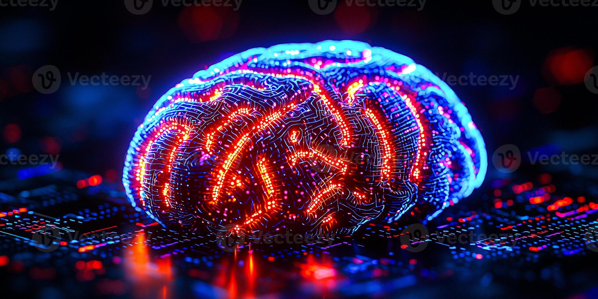 Artificial Intelligence Brain with Glowing Neural Connections photo