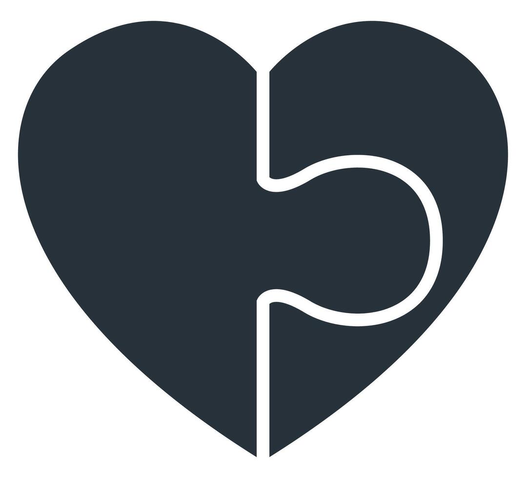 Flat icon of heart from two puzzle pieces. vector