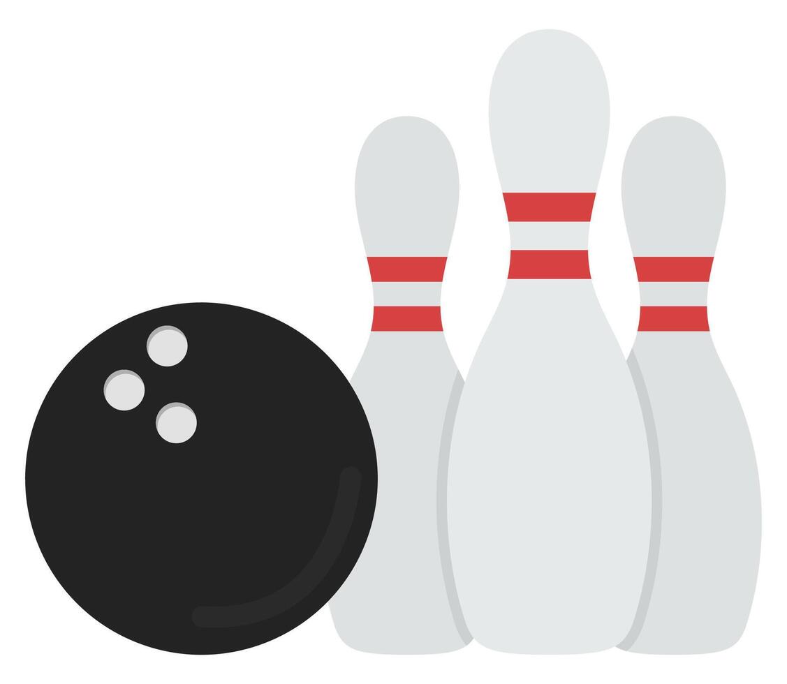 Sport game bowling ball and pins icon isolated on white background. vector