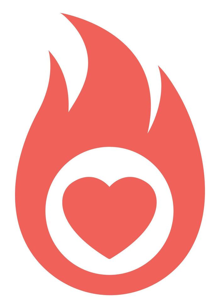 Hot heart symbol isolated on white background. vector