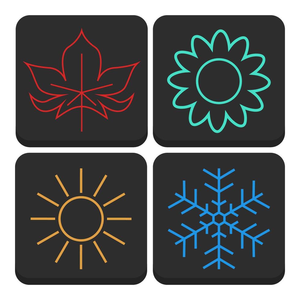Four seasons flat icons isolated on white background. vector