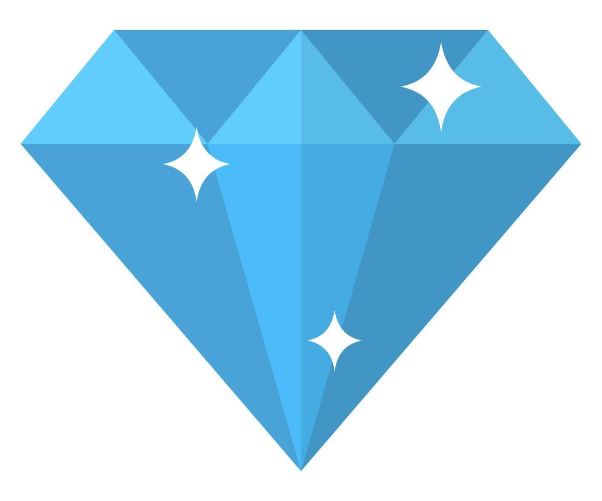 Blue shiny diamond flat icon. vector
