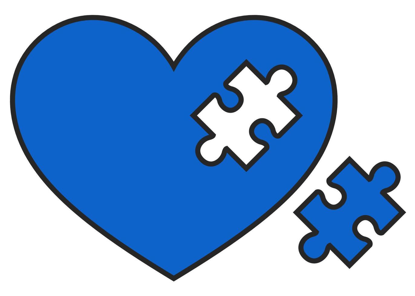 Heart jigsaw puzzle flat icon isolated on white background. vector