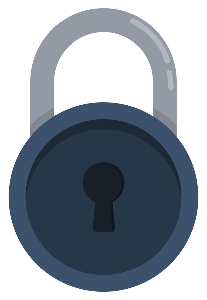 Round padlock flat icon isolated on white background. vector