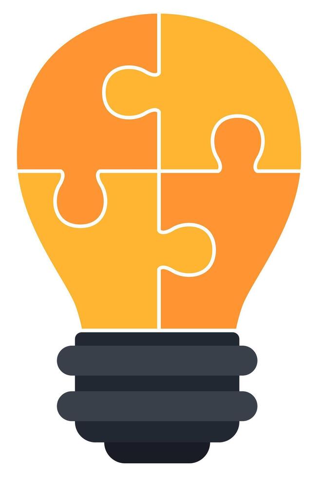 Light bulb puzzle icon isolated on white background. vector