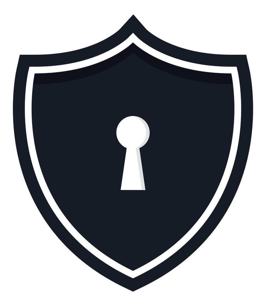 Flat icon of shield with keyhole. vector
