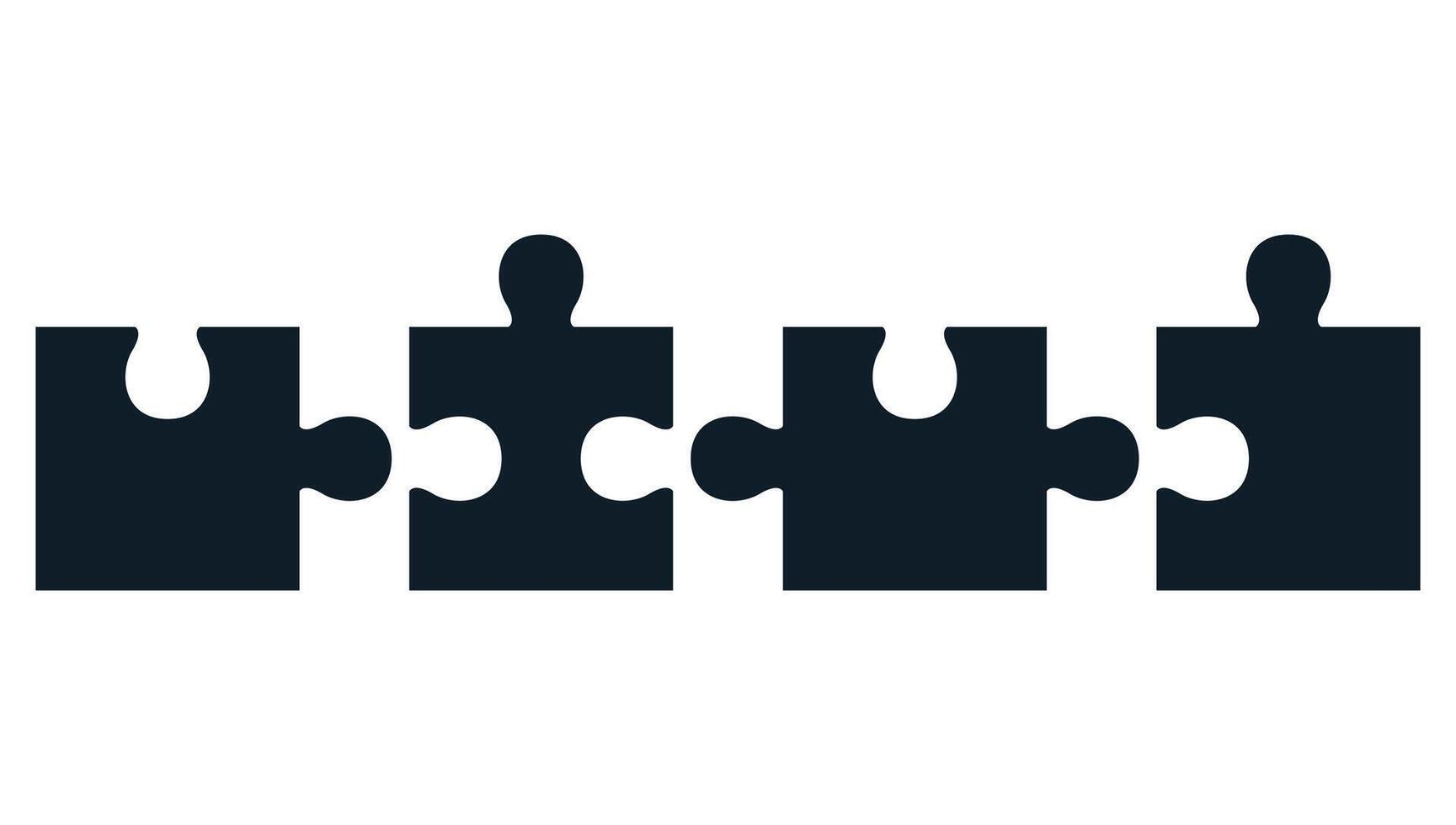 Four pieces puzzle icon set isolated on white background. vector