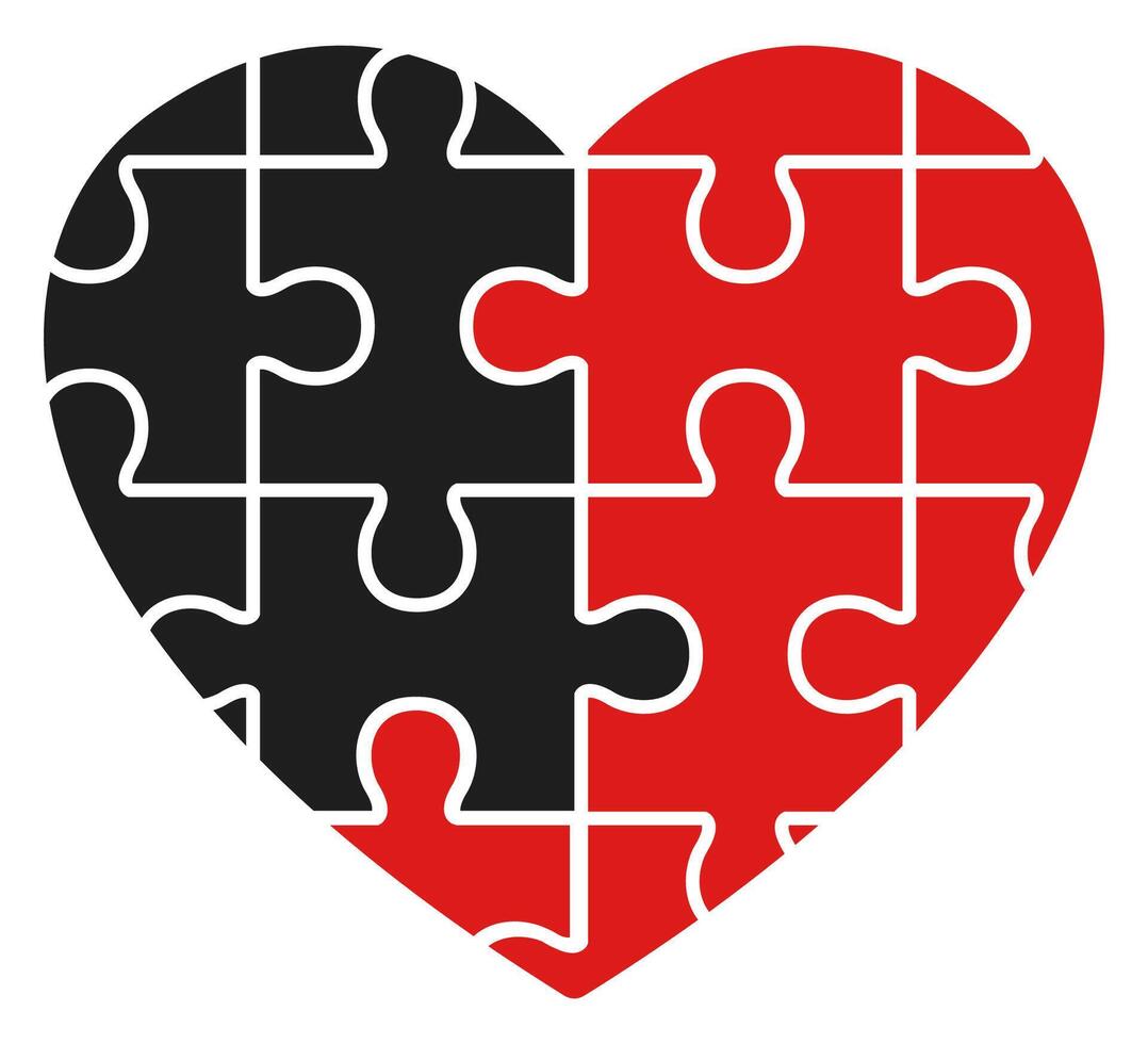 red and black heart flat icon isolated on white background. vector