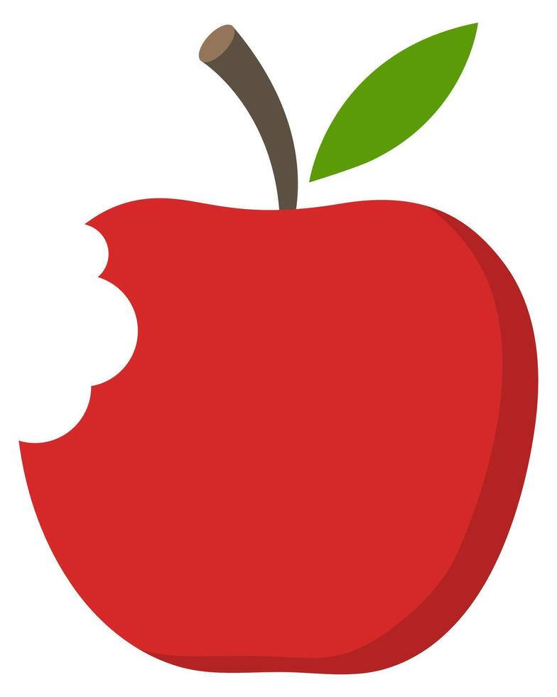Red bitten apple flat icon isolated on white background. vector