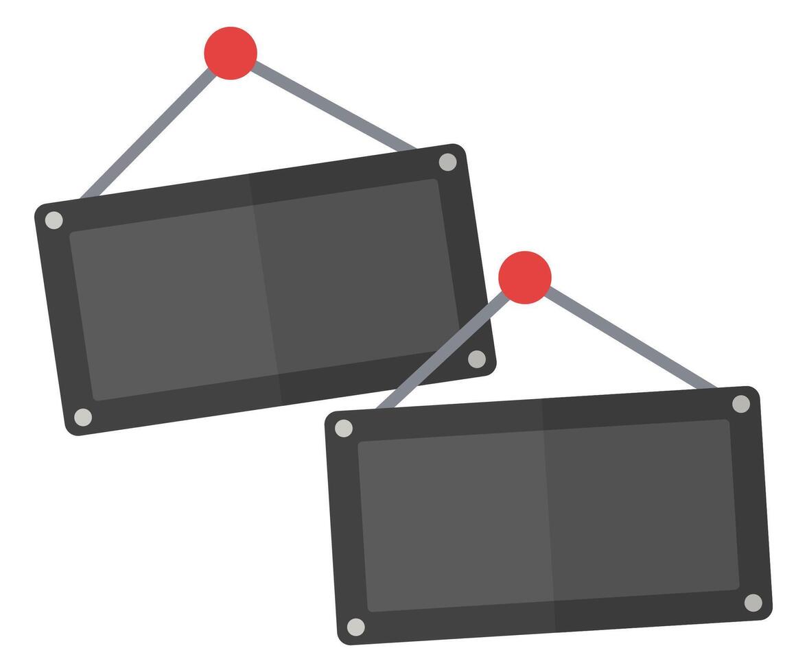 Hanging black board flat icon isolated on white background. vector