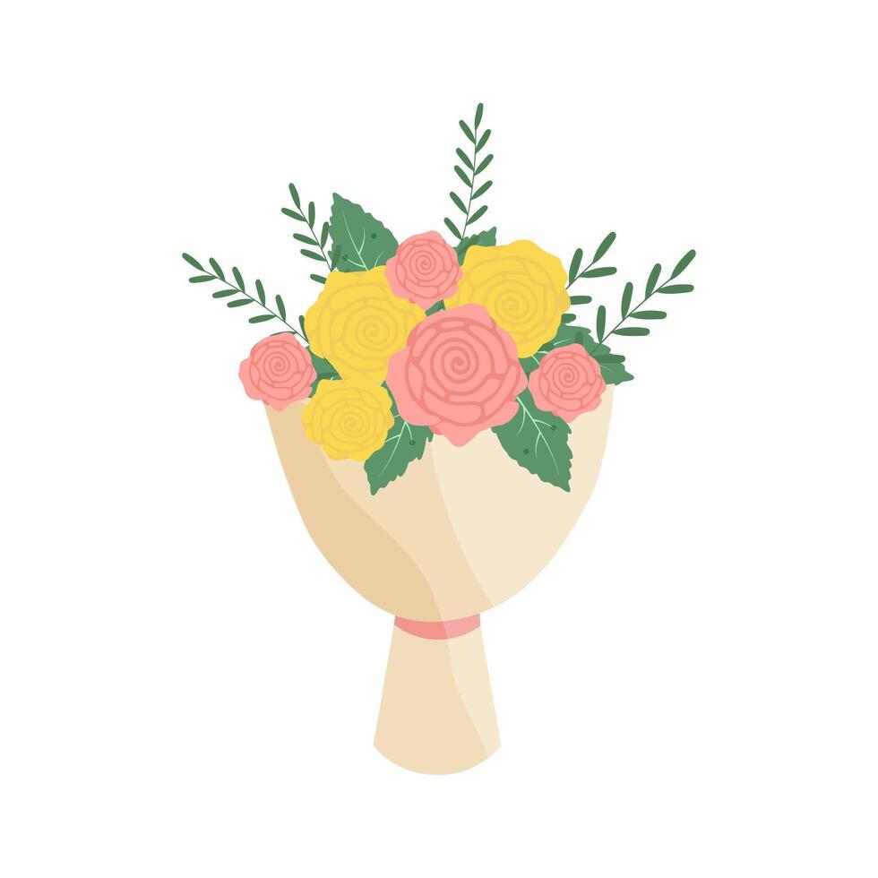 Bouquet of flowers. Floral design with roses.Illustration on isolated background. vector