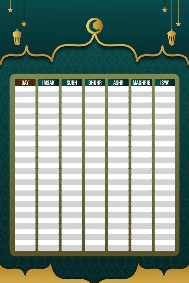 prayer schedule ramadan theme flyer design vector