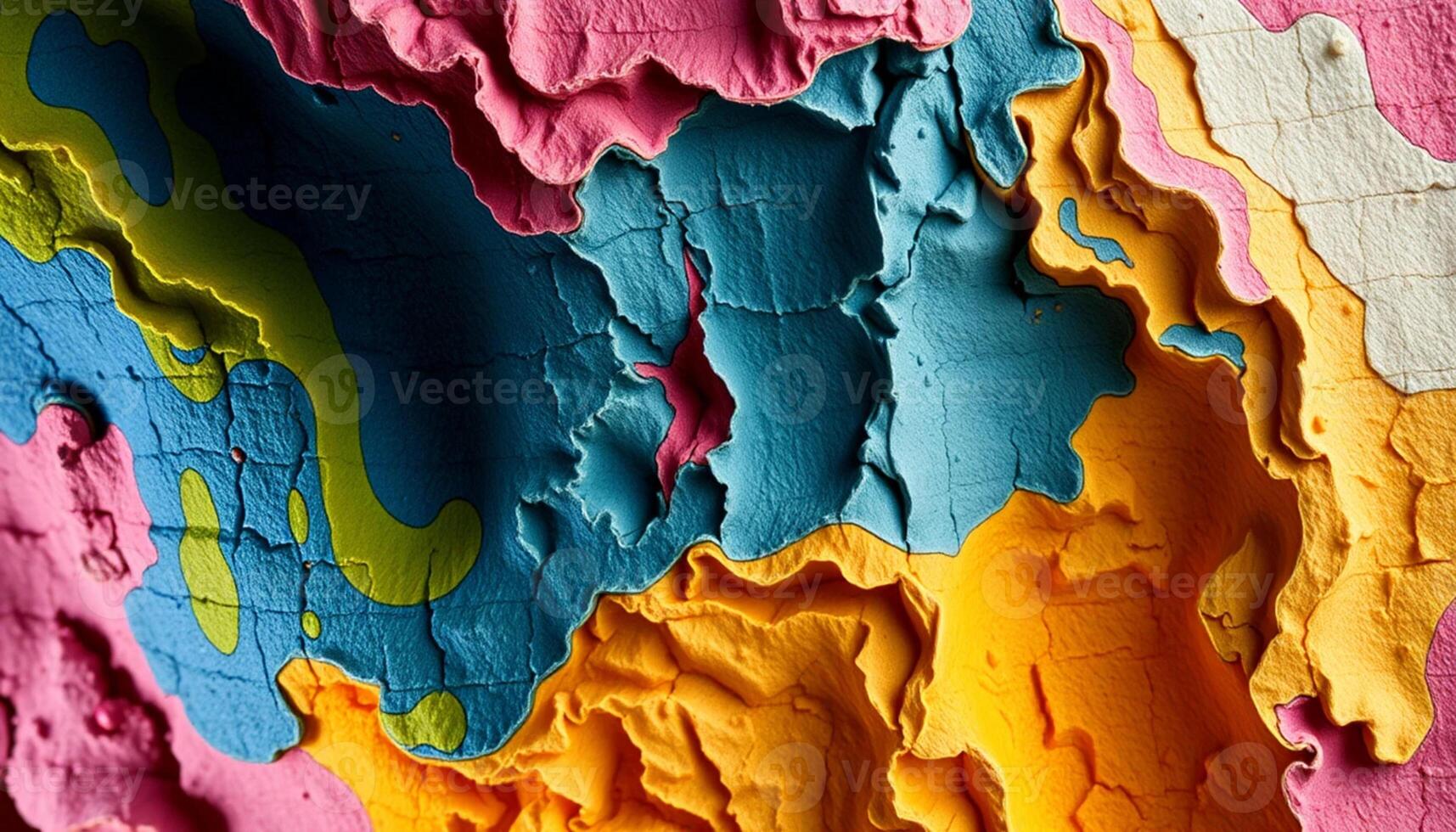 A close up of a painted wall with many colors photo