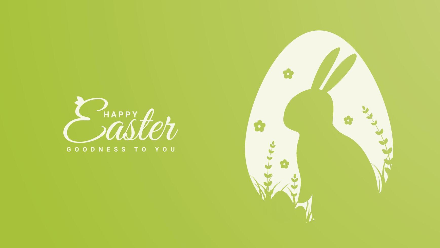 Easter card with egg shaped frame with spring flowers on green background vector