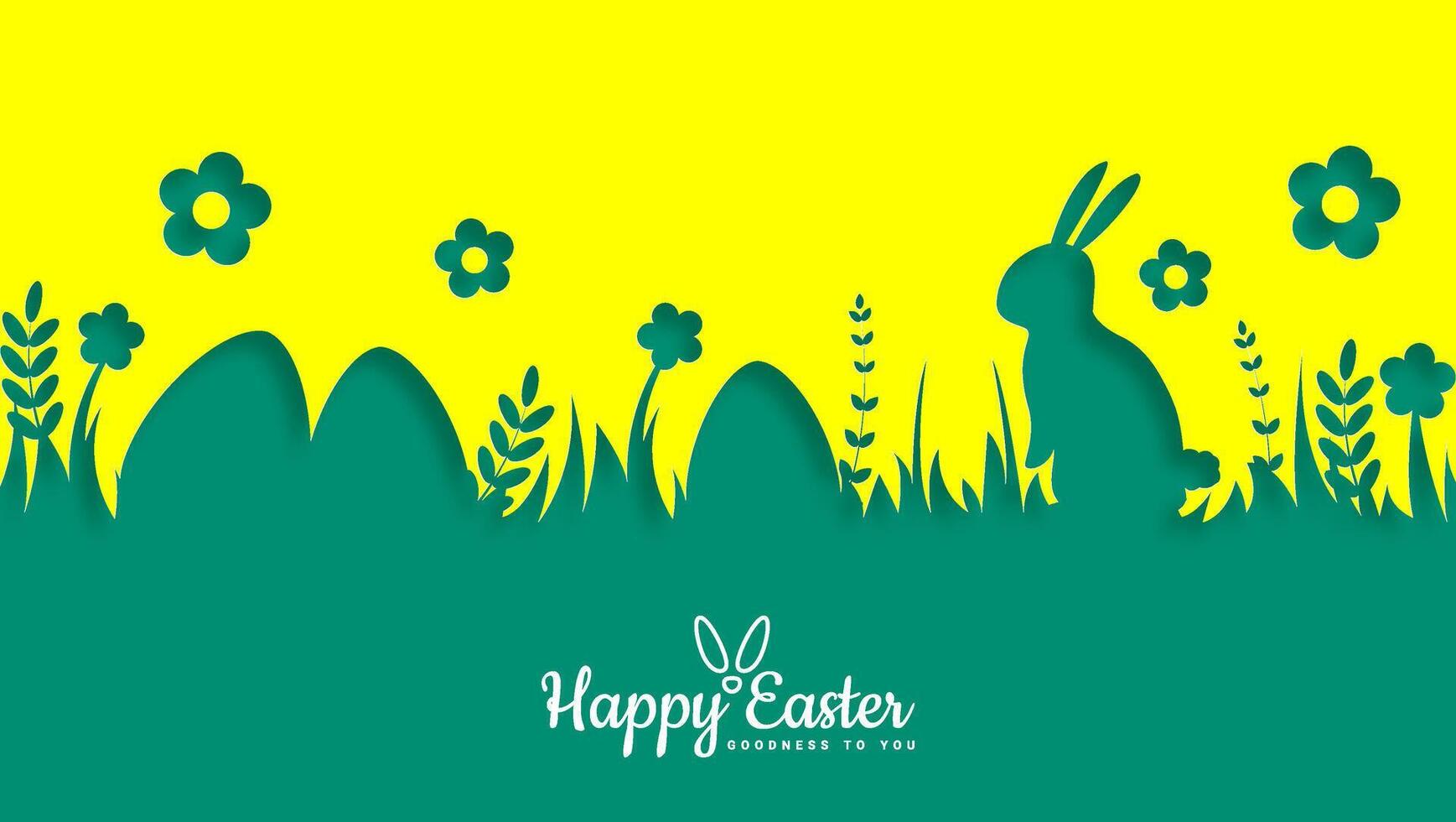 Easter featuring rabbits and Easter eggs vector
