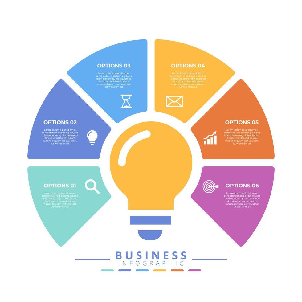 Infographic template featuring 6 steps with icons, designed for business concepts. Ideal for presentations, banners, workflow layouts vector