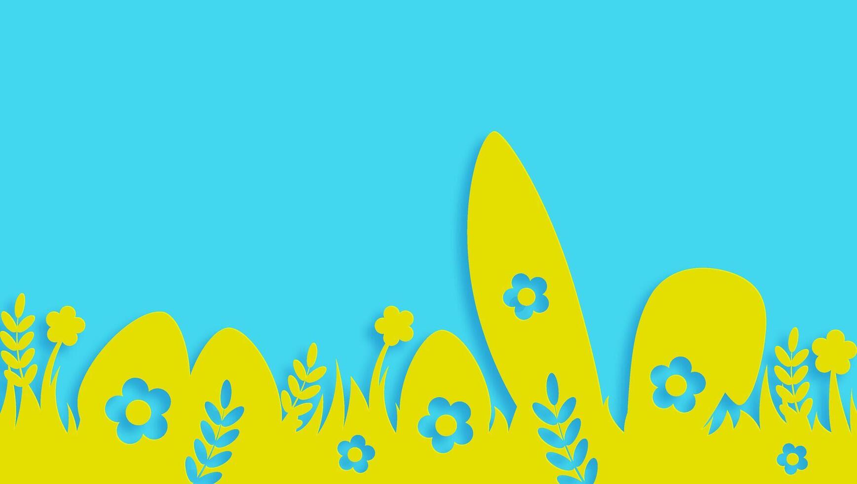 Easter featuring rabbits and Easter eggs. Horizontal Easter background with rabbits, flowers, and Easter eggs vector