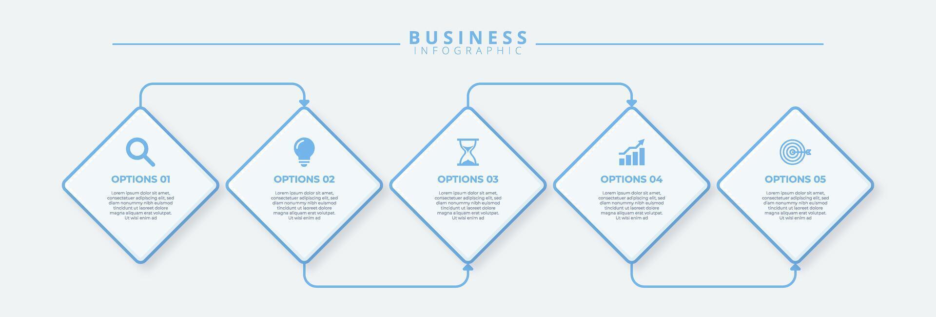 Infographic template featuring 5 steps with icons, designed for business concepts. vector