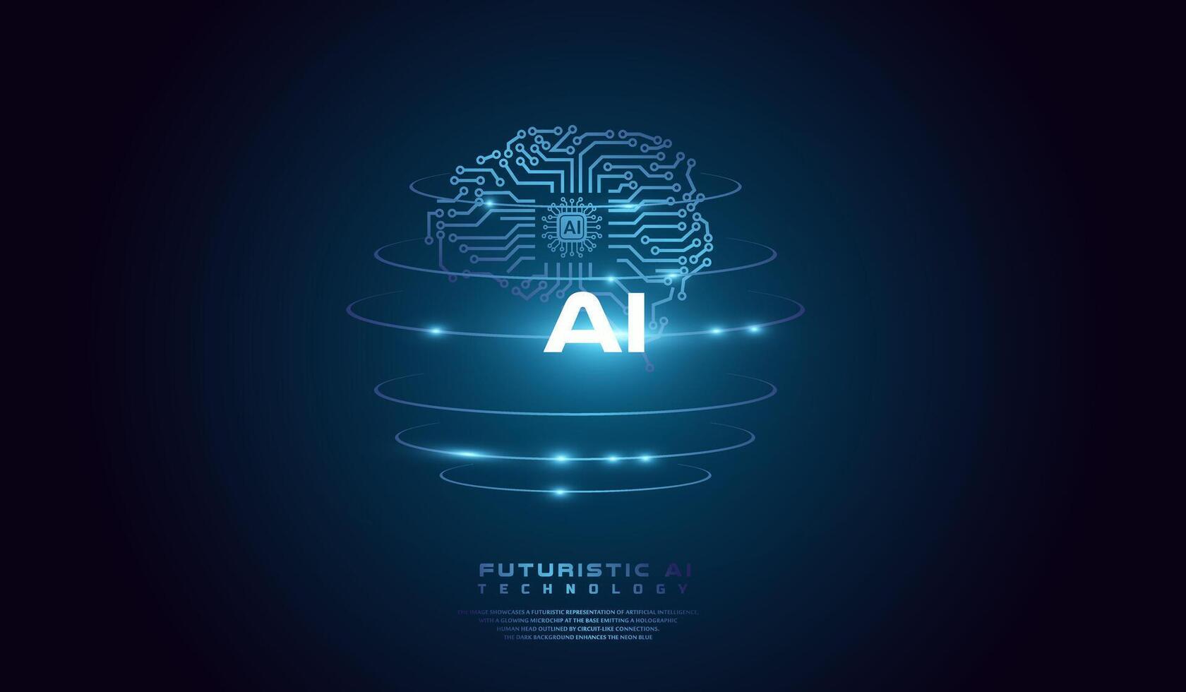 The Artificial intelligence brain network concept background, abstract of AI template and Artificial intelligence Head of digital brain system at the center. vector
