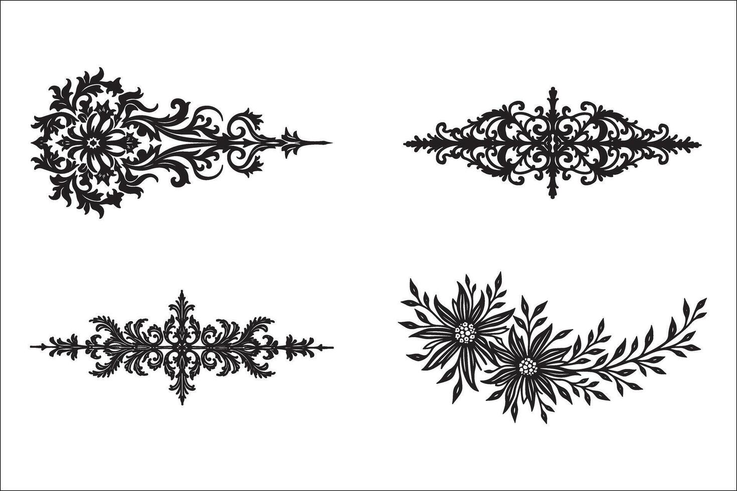 Set of vintage floral design elements vector
