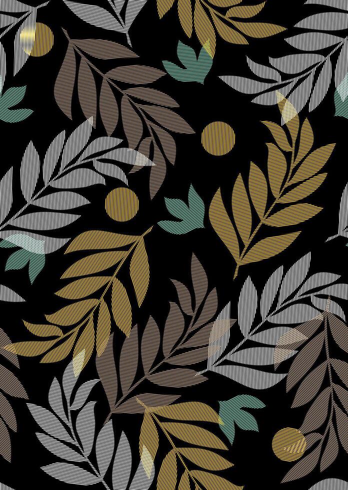 Captivating pattern of leaf silhouettes with striped texture. Nature and design come together to create a visually striking work of art. Sophistication and originality to any space and surface. vector