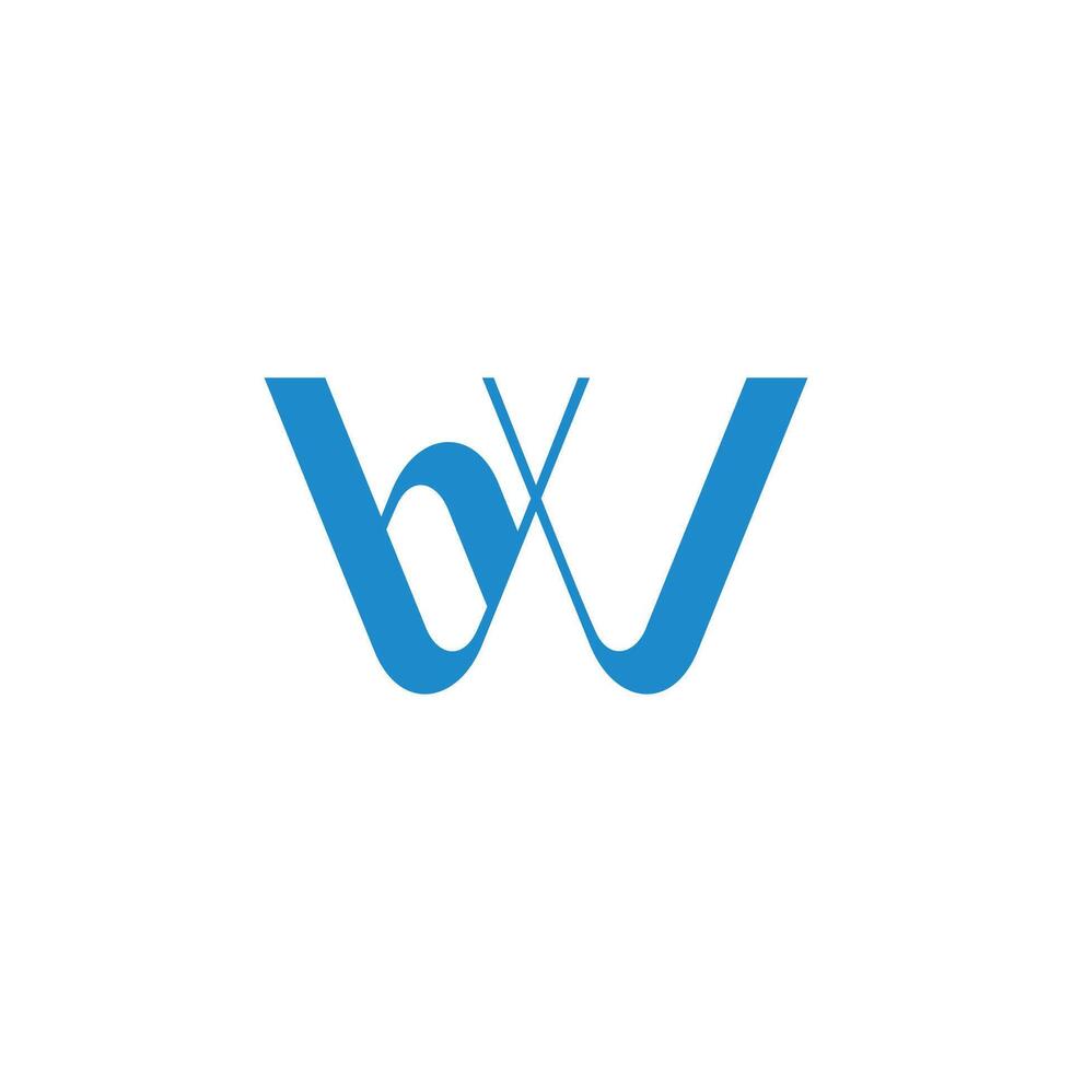 letter bw linked blue ribbon simple logo vector