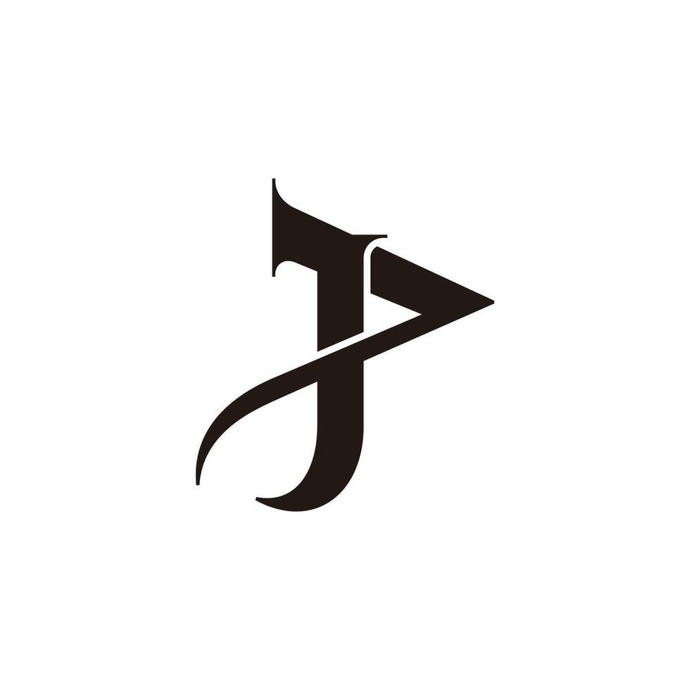 abstract letter p 3d linked flat silhouette logo vector