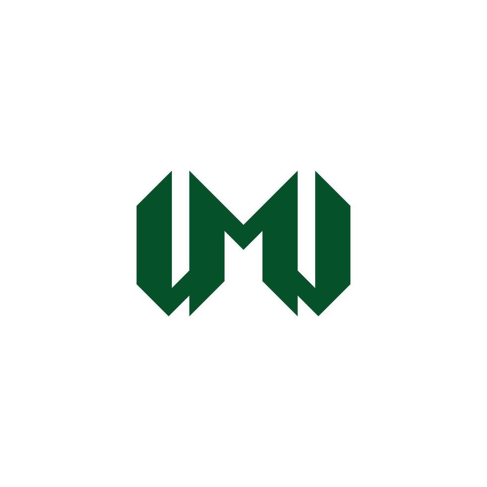 letter mw simple geometric linked logo vector