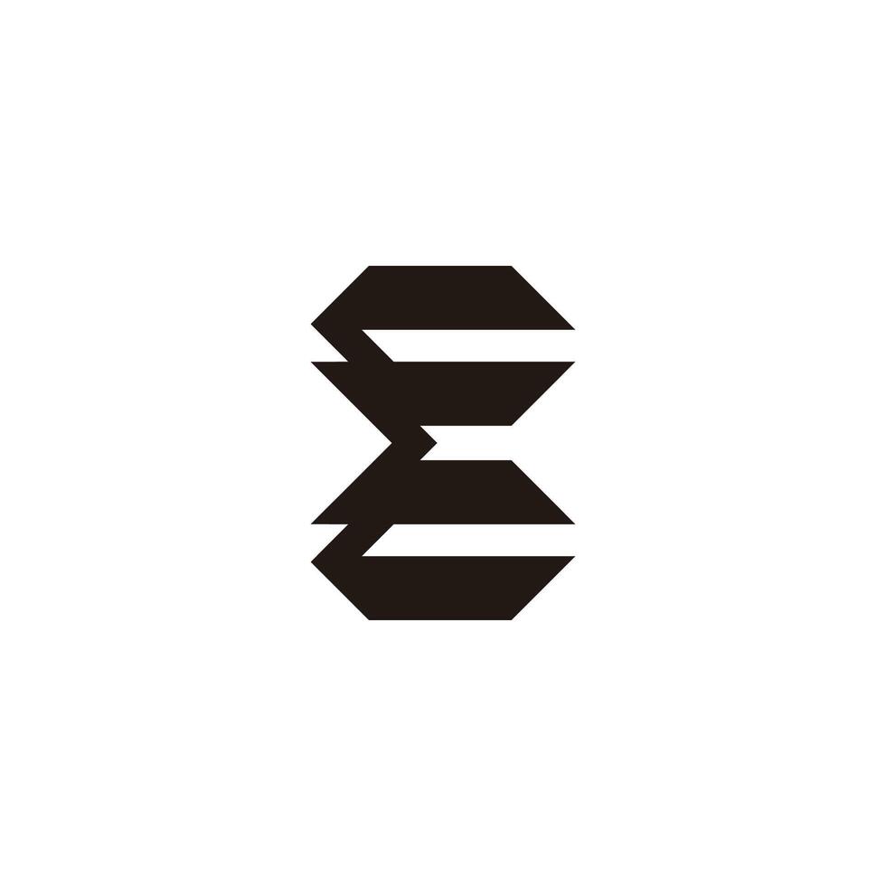 letter e m simple geometric linked logo vector