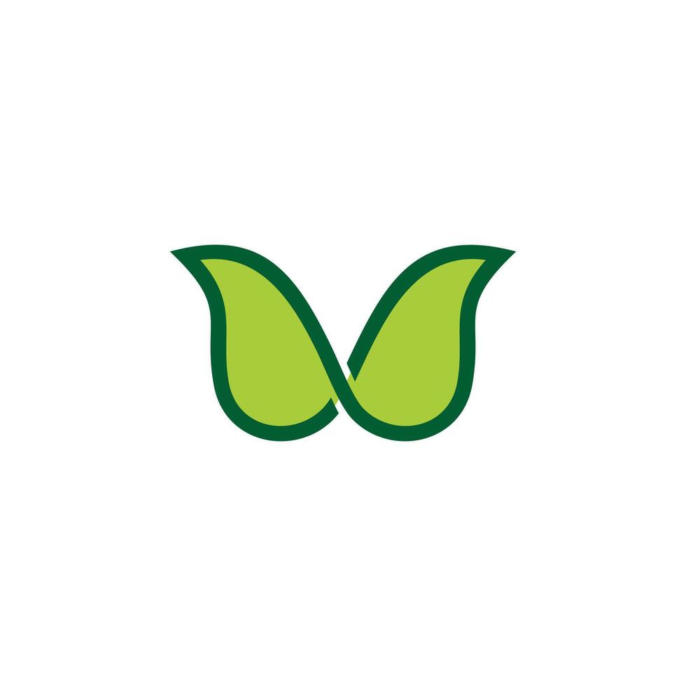 infinity leaf green simple curve logo vector