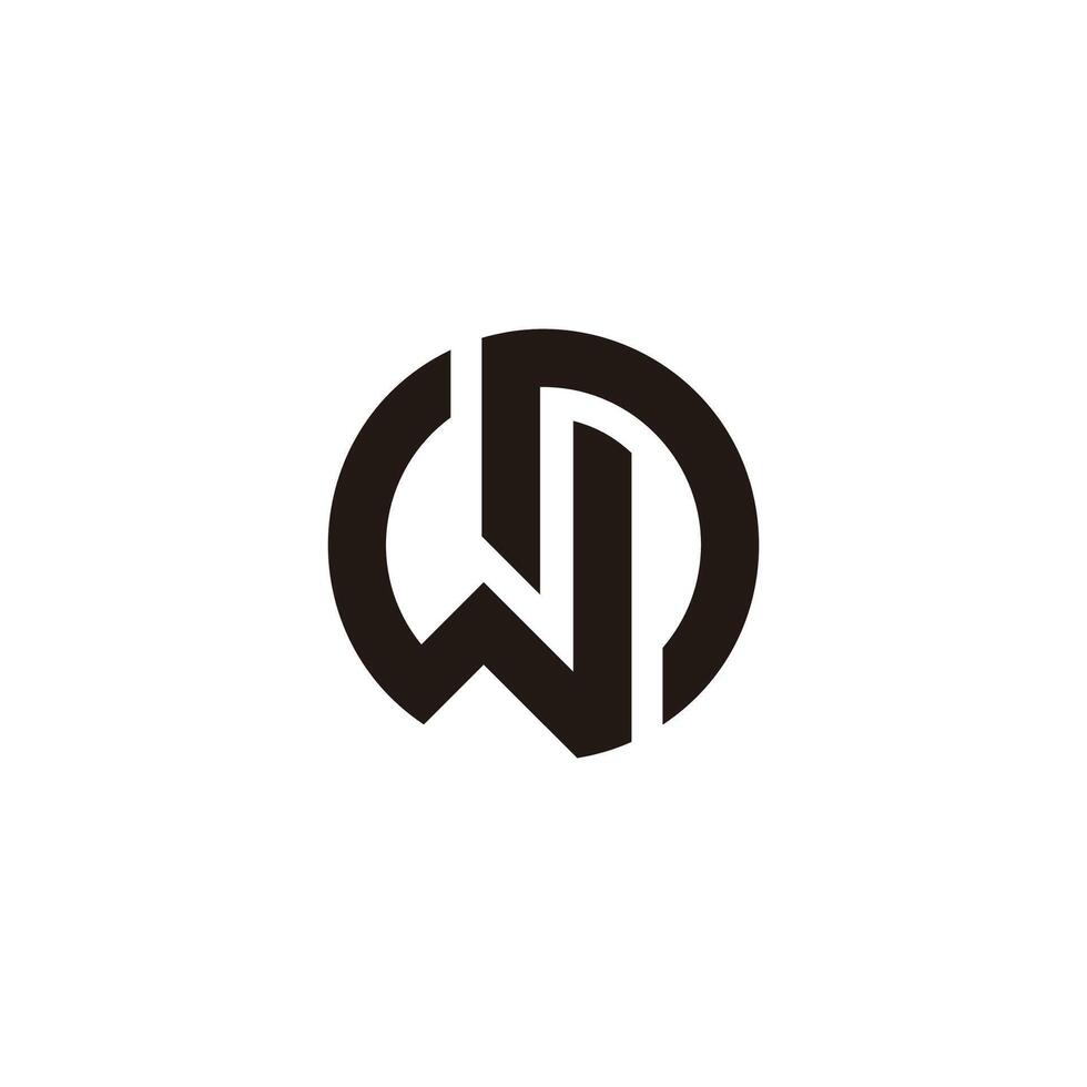 letter wd circles linear simple geometric logo vector