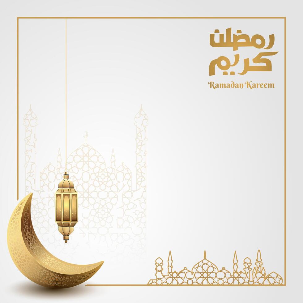 ramadan kareem greeting card design with arabic calligraphy vector