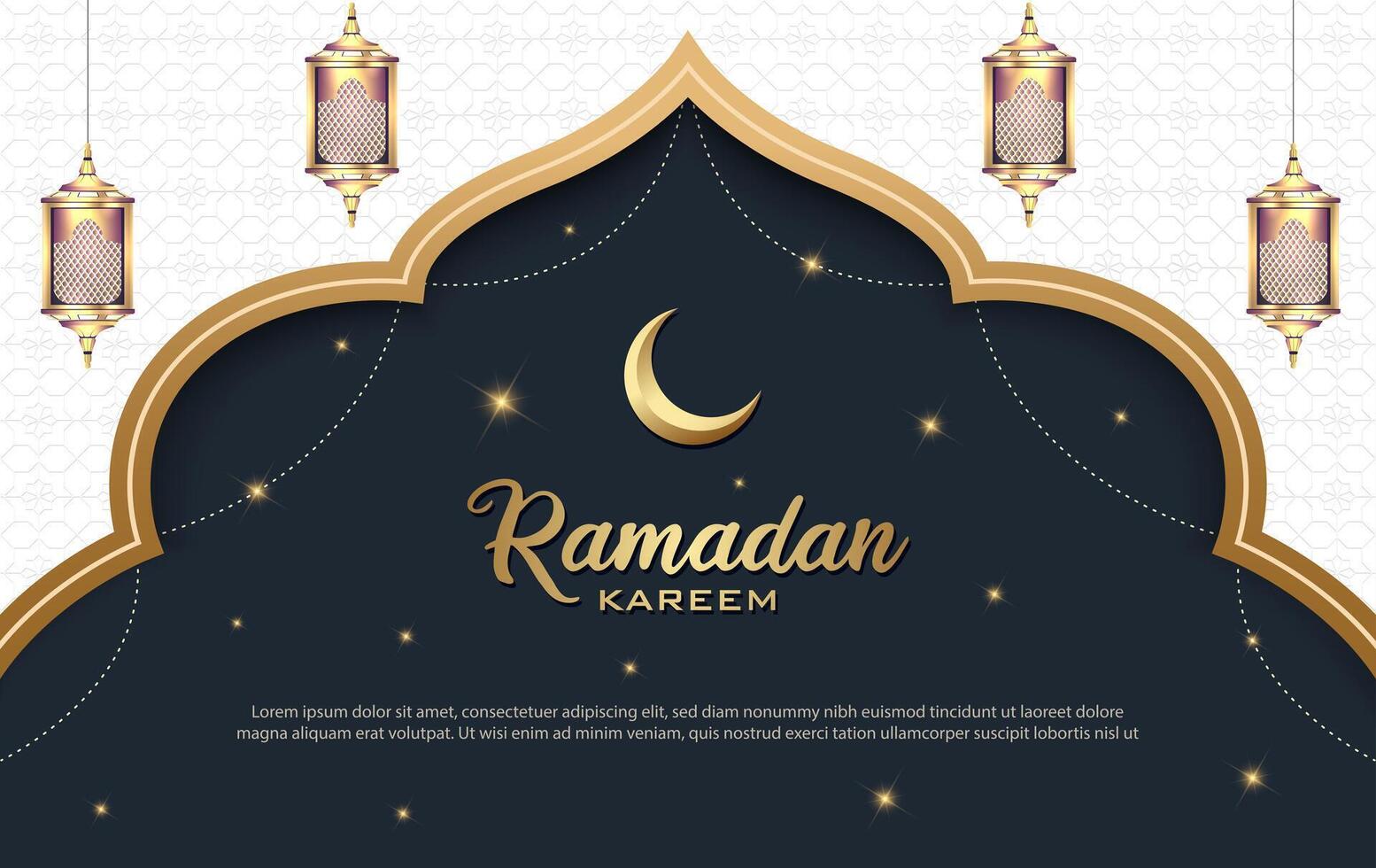 ramadan kareem greeting card with islamic decoration and lanterns vector